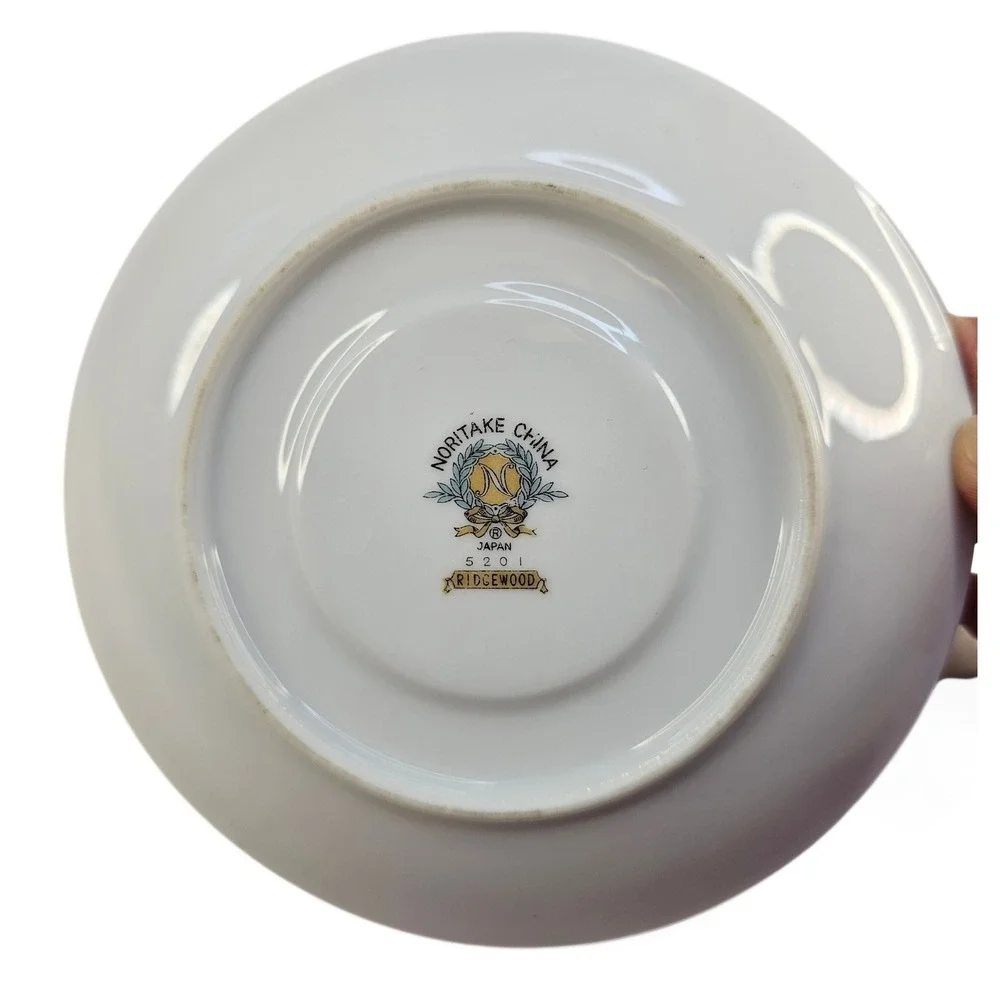 Vintage‎ Noritake China Ridgewood Saucer, Pink Rose Garland, Gold Accent